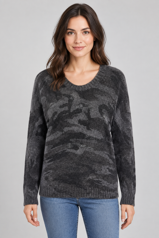 Rails "Louie" Charcoal Camo Knit Sweater