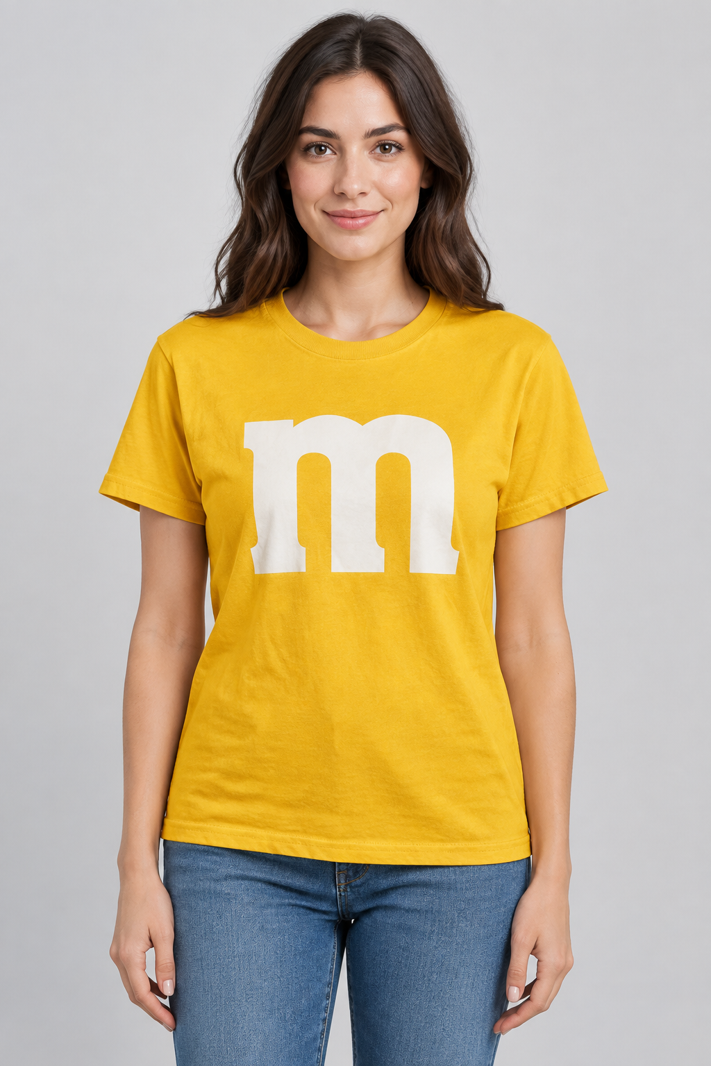 Women wearing Graphic T-Shirt by Gildan with a letter "M" initial in the front