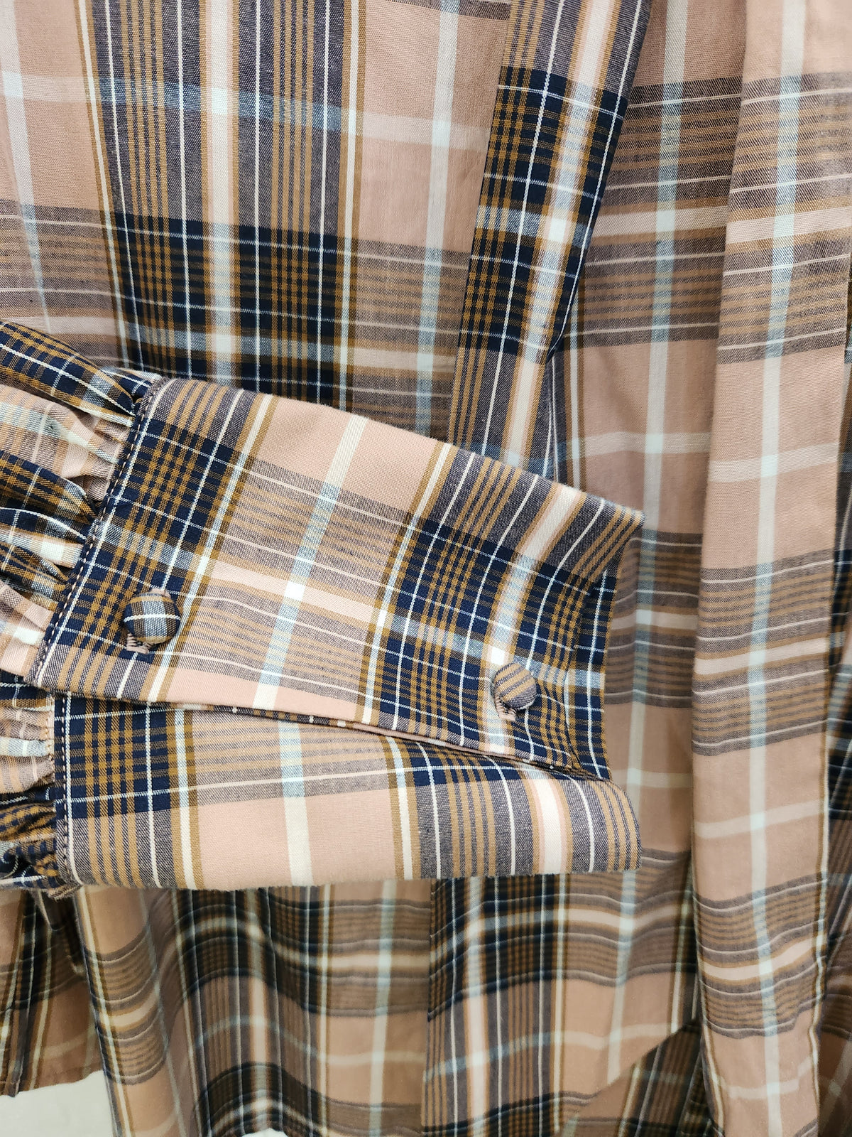 Halogen Plaid Tie Neck Button-Up Shirt