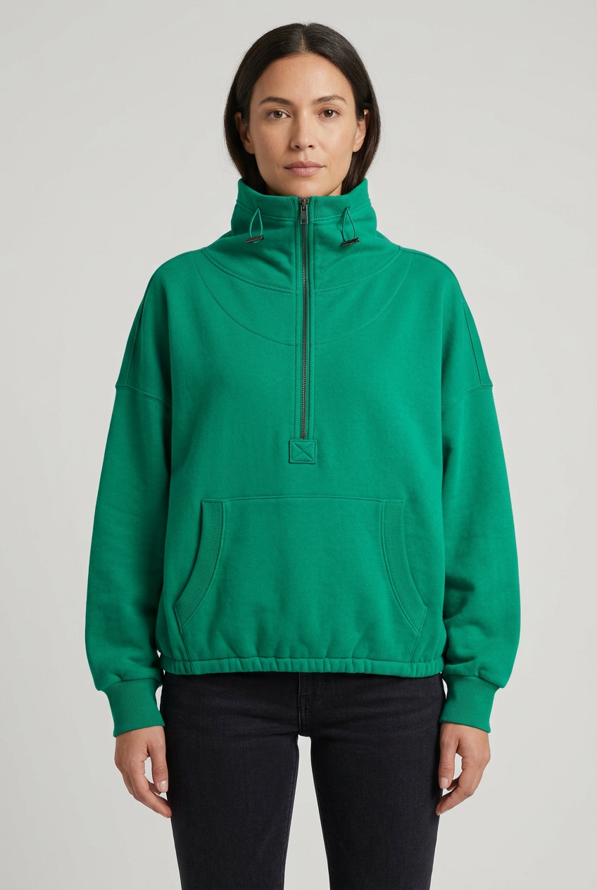 Zenana Half Zip Fleece Sweatshirt